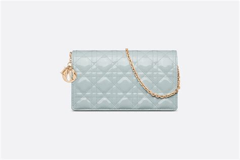 Lady Dior Pouch Placid Blue Patent Cannage Calfskin 